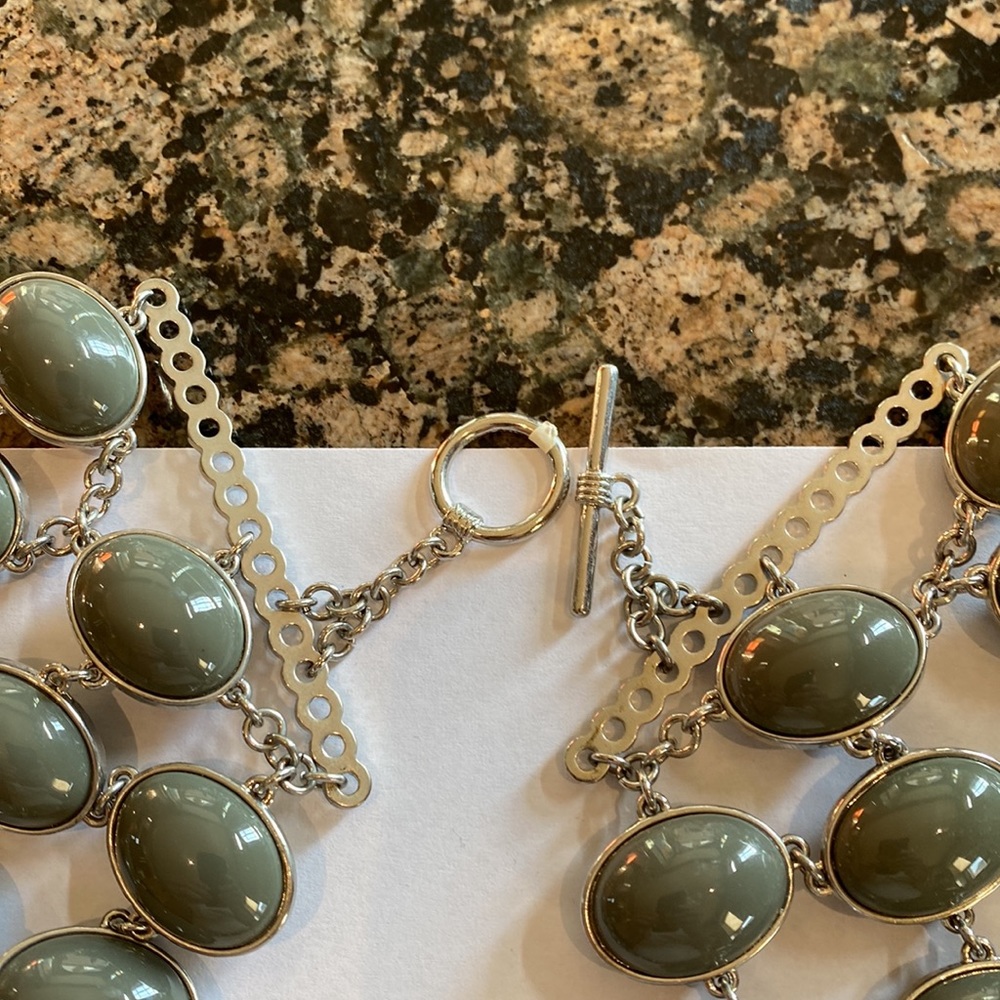 Beautiful Gray And Silver Statement Necklace! - image 6